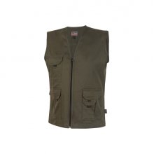 Upower Chica Chaleco Multibolsillos de Algodon Elastico - Talla 5XL - Ligero, Cierre Cremallera, Espacio Personalizacion, Bolsillos Multifuncionales con Solapa y Velcro - Color Verde Oscuro