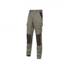Upower Majo Pantalon de Trabajo - Talla XL - Algodon Elastico, DiseÃ±o Slim-Fit, Multiples Bolsillos, Proteccion Lumbar, Detalles Reforzados, Cinta Reflectante, Correa Porta Martillo - Color Arena