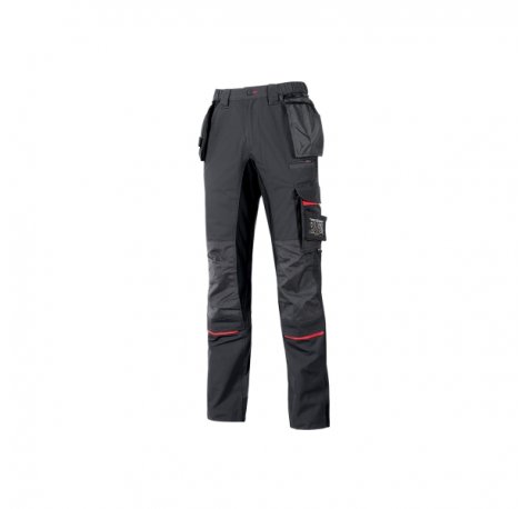 Upower Race Pantalon - Talla 58 - Refuerzos en Cordura, Detalles Reflectantes, Proteccion DPI1, Costuras Triples, Ajuste Ergonomico - Color Gris Meteorito