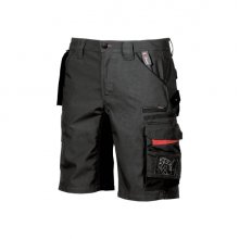 Upower Start Bermuda de Trabajo Funcional - Talla 48 - Bolsillo Desmontable, Multiples Compartimentos, Refuerzos Cordura, Cinta Reflectante, Costuras Reforzadas - Color Negro Carbon