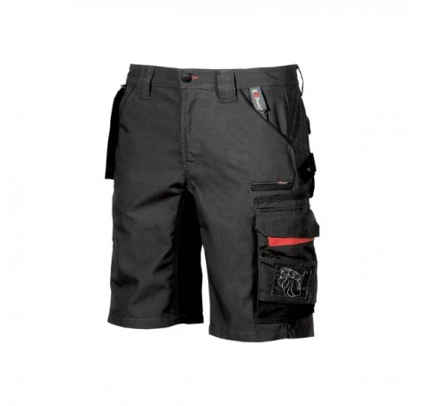 Upower Start Bermuda de Trabajo Funcional - Talla 58 - Bolsillo Desmontable, Multiples Compartimentos, Refuerzos Cordura, Cinta Reflectante, Costuras Reforzadas - Color Negro Carbon