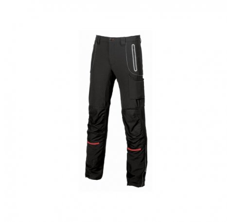 Upower Pit Pantalon Soft Shell - Talla 50 - Confort Maximo, Waterproof, Insertos Reflectantes, Antiabrasion, Multiples Bolsillos, Rodilleras Ergonomicas, Proteccion DPI1 - Color Negro Carbon