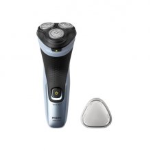 Philips Serie 3000X Afeitadora Inalambrica - Autonomia hasta 45min - Cuchillas Autoafilables - IPX7 - Tapa Protectora - Recargable - Indicador de Bateria - Antideslizante - Color Negro y Azul