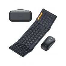 ProtoArc XKM01 Combo Teclado Portatil Plegable en Triptico + Raton - Bluetooth - Teclado Numerico - Conexion de hasta 3 Dispositivos - Color Negro