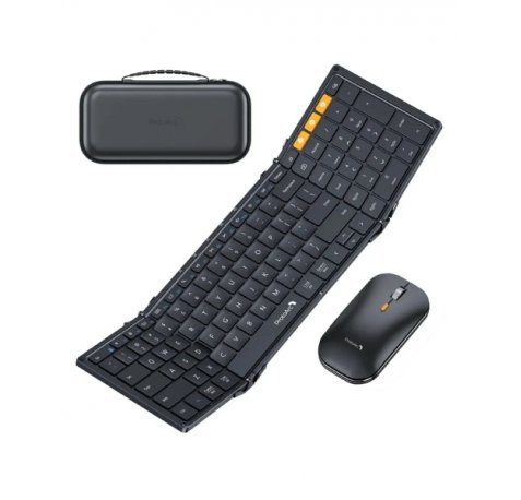 ProtoArc XKM01 Combo Teclado Portatil Plegable en Triptico + Raton - Bluetooth - Teclado Numerico - Conexion de hasta 3 Dispositivos - Color Negro
