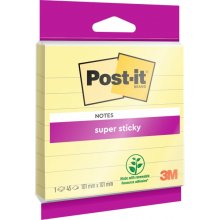 Post-It Super Sticky Bloc de 45 Notas Adhesivas Reposicionables con Renglones - Forma Cuadrada - 101x101mm - Color Amarillo Claro