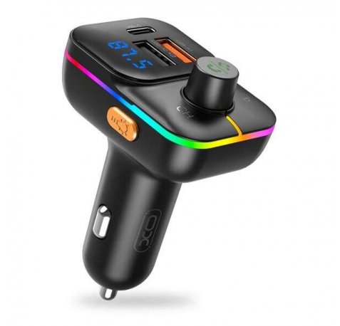 XO Transmisor Bluetooth 5.0 FM - 2x USB- A, 1x USB-C 25W PD - Pantalla Led - Funcion Manos Libres