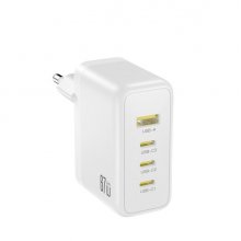 XO CE39 Cargador de Pared - 4 Puertos - 1x USB-C1 67W - 2x USB-C 30W - 1x USB-A 22.5W - Power Delivery - Color Blanco