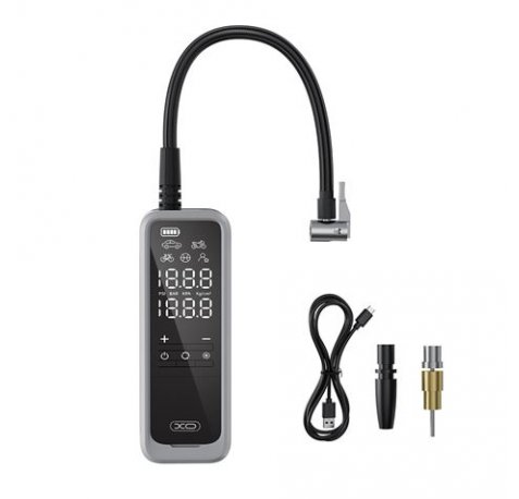 XO CZ018 Inflador de Aire Portatil - Pantalla LCD - 3 Bocas - Powerbank 5000Mah - Linterna