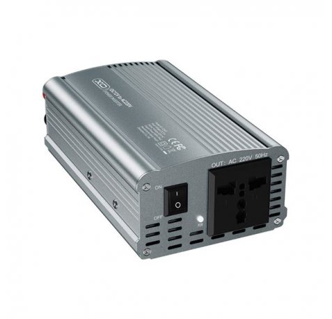 XO CZ021 Inversor de Corriente - Potencia 500W - 12V a 220V - Frecuencia 50Hz - Eficiencia 80% - Carcasa de Aluminio - Protecciones Integradas - Indicador Luminoso - 210x100x60mm - Color Gris