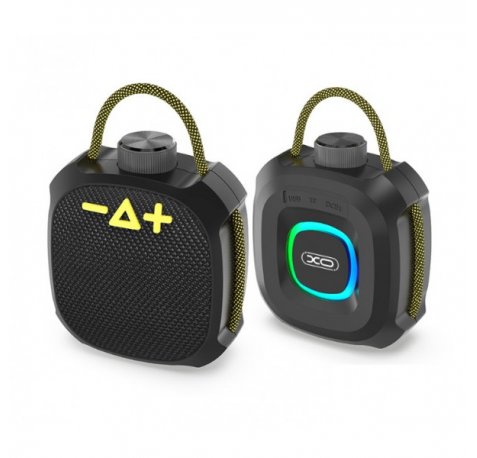XO F77 Altavoz Portatil - IP66 - Bluetooth 5.3 - Bateria 1200mAh - Linterna RGB - 7 Efectos de Luz - AUX y Tarjeta microSD - Manos Libres - ABS y Tela - Color Negro