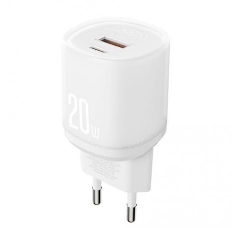XO L144 Cargador de Corriente 20W - USB-A y USB-C - PD 3.0 - Color Blanco