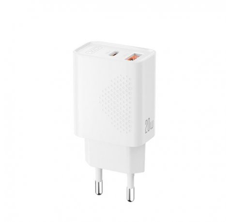 XO L161 Cargador de Pared - USB-A 18W - USB-C 20W - Carga Rapida - ABS - Color Blanco