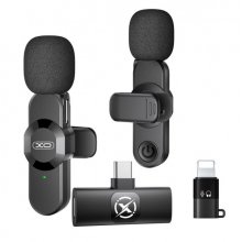XO MC14 Microfono Inalambrico de Solapa - Cancelacion de Ruido - 100Hz-10kHz - Alcance 15m - USB-C - Clip - Peso Ligero de 7g - 58x16x29mm - Color Negro