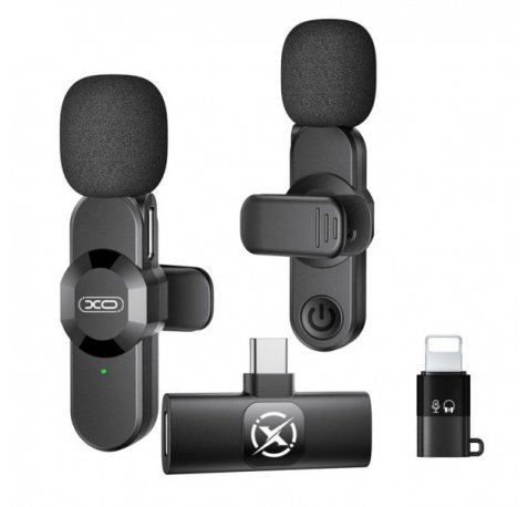 XO MC14 Microfono Inalambrico de Solapa - Cancelacion de Ruido - 100Hz-10kHz - Alcance 15m - USB-C - Clip - Peso Ligero de 7g - 58x16x29mm - Color Negro