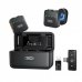 XO MC15 Pack de 2 Microfonos Inalambricos de Solapa - Autonomia hasta 36h - Reduccion de Ruido con IA - Fijacion Magnetica - Estuche 650mAh - 100Hz-10kHz - iPhone y Android - Color Negro