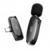 XO MKF08A Microfono Inalambrico de Solapa - Conector Tipo C - Autonomia hasta 6 Horas - Alcance 10 Metros - Color Negro