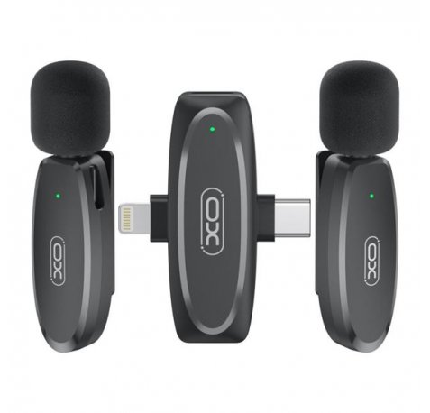 XO MKF10 Microfono Inalambrico de Solapa - Conector Tipo C y Lightning - Color Negro