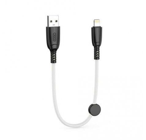 XO Cable NB247 Carga Rapida USB - Lightning - 6A - 25cm con Clip - Color Blanco