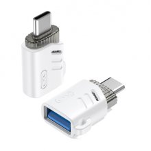 XO NB256B Adaptador OTG - USB-A Macho a USB-C Hembra - Carga y Datos - Aleacion de Aluminio - Universal - Plug and Play - Llavero - Color Blanco