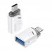 XO NB256B Adaptador OTG - USB-A Macho a USB-C Hembra - Carga y Datos - Aleacion de Aluminio - Universal - Plug and Play - Llavero - Color Blanco