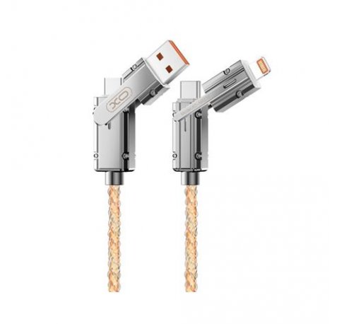 XO NB276 Cable USB 4 en 1 Multifuncion - 60W - 1 Metro - RGB - Color Plata
