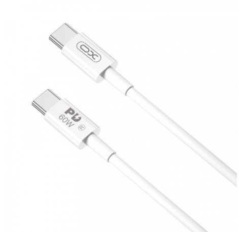 XO NBQ190 Cable de Carga - Soporta hasta 60W - USB-C a USB-C - Longitud 1m - 5-20V - Color Blanco