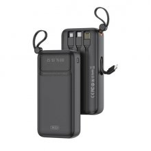 XO PR279 Powerbank 20000mAh - USB-A, USB-C, USB-Micro y Lightning - Cables Integrados - Pantalla Digital - Color Negro