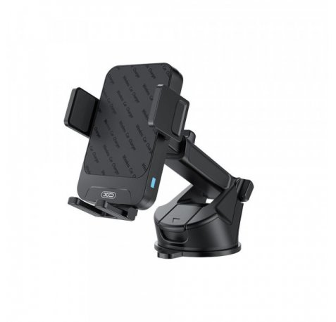 XO WX043 Soporte de Coche - Carga Inalambrica 15W - USB-C - Base Incluida - ABS y Silicona - Incluye Cable - 81x114x51mm - Color Negro