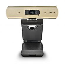 NGS XpressCam 4000 Webcam 4K USB 2.0 - 30 FPS - Filtro de Privacidad - Microfono Multidireccional - Cable de 1.50m - Color Negra/Dorada