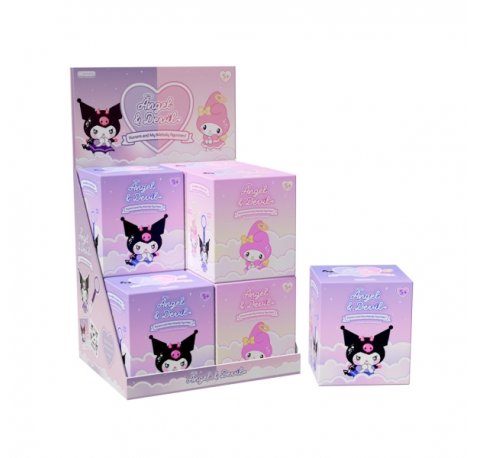 Comansi Display Figuras Angel & Devil 8 UnidadesÂ - Kuromi y My Melody - 2 Modelos - 3 Accesorios Exclusivos - Hanger Colgante para Mochila