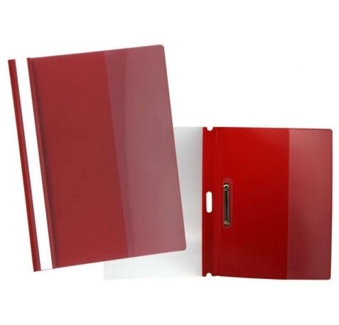 Yes PP Dossier Fastener Polipropileno Transparente - Clip Metalico Lateral - Capacidad 30 Hojas A4 - Color Burdeos (5 uds)