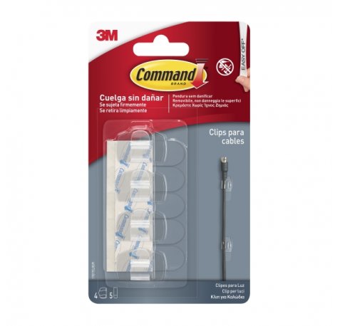 Command Clips Organizador de Cables - Redondos - Uso en Interior - Color Transparente