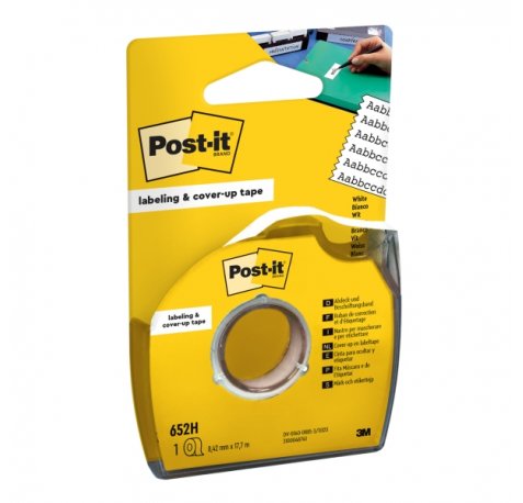 Post-It Rollo de Cinta Adhesiva para Escribir - 8.42mm x 17.7m - con Dispensador - Color Blanco